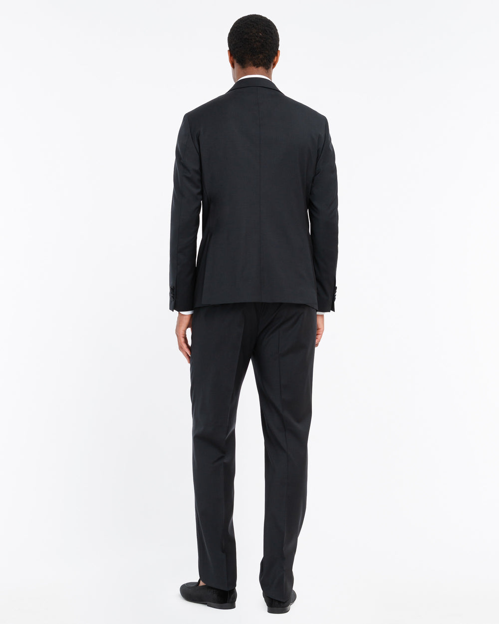 black suit with waistcoat in cool stretch wool