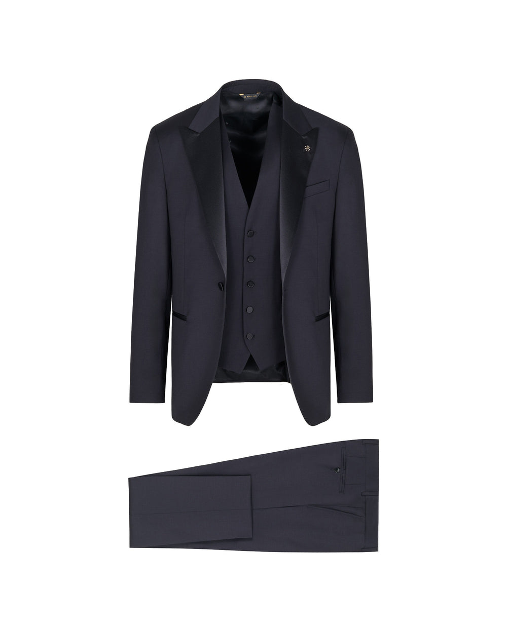 black suit with waistcoat in cool stretch wool