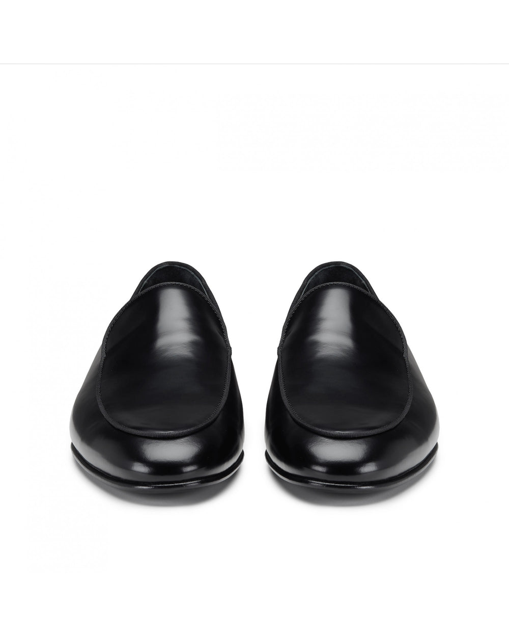 black leather loafer