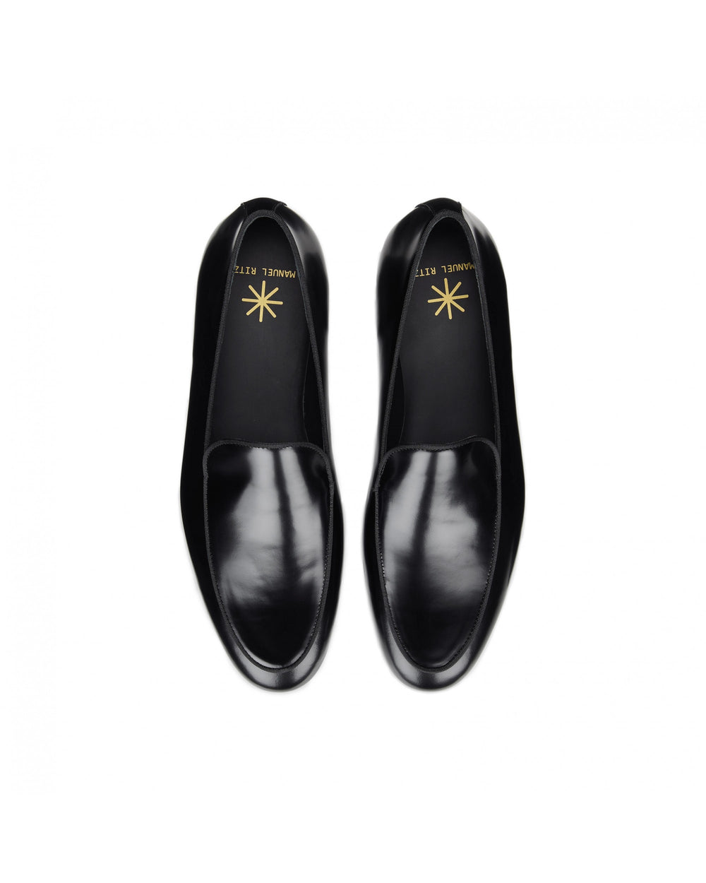 black leather loafer
