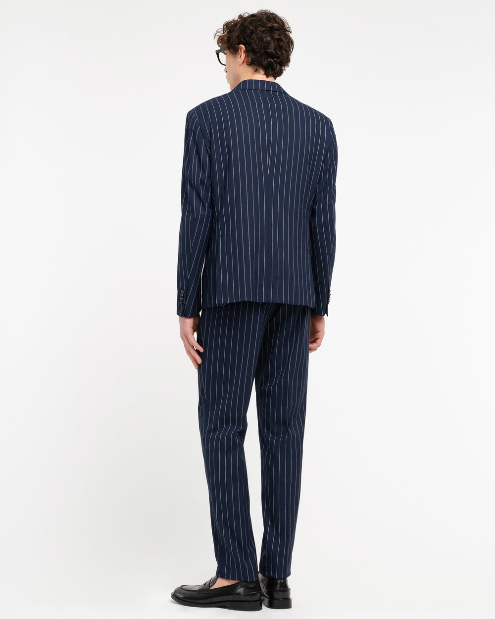 blue slim fit regimental suit in stretch viscose blend