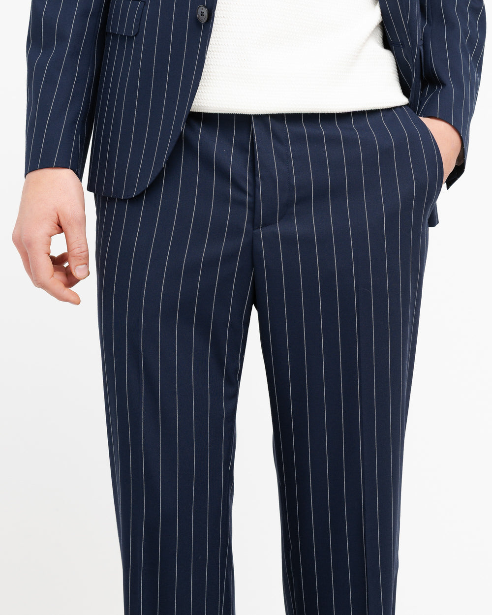 blue slim fit regimental suit in stretch viscose blend