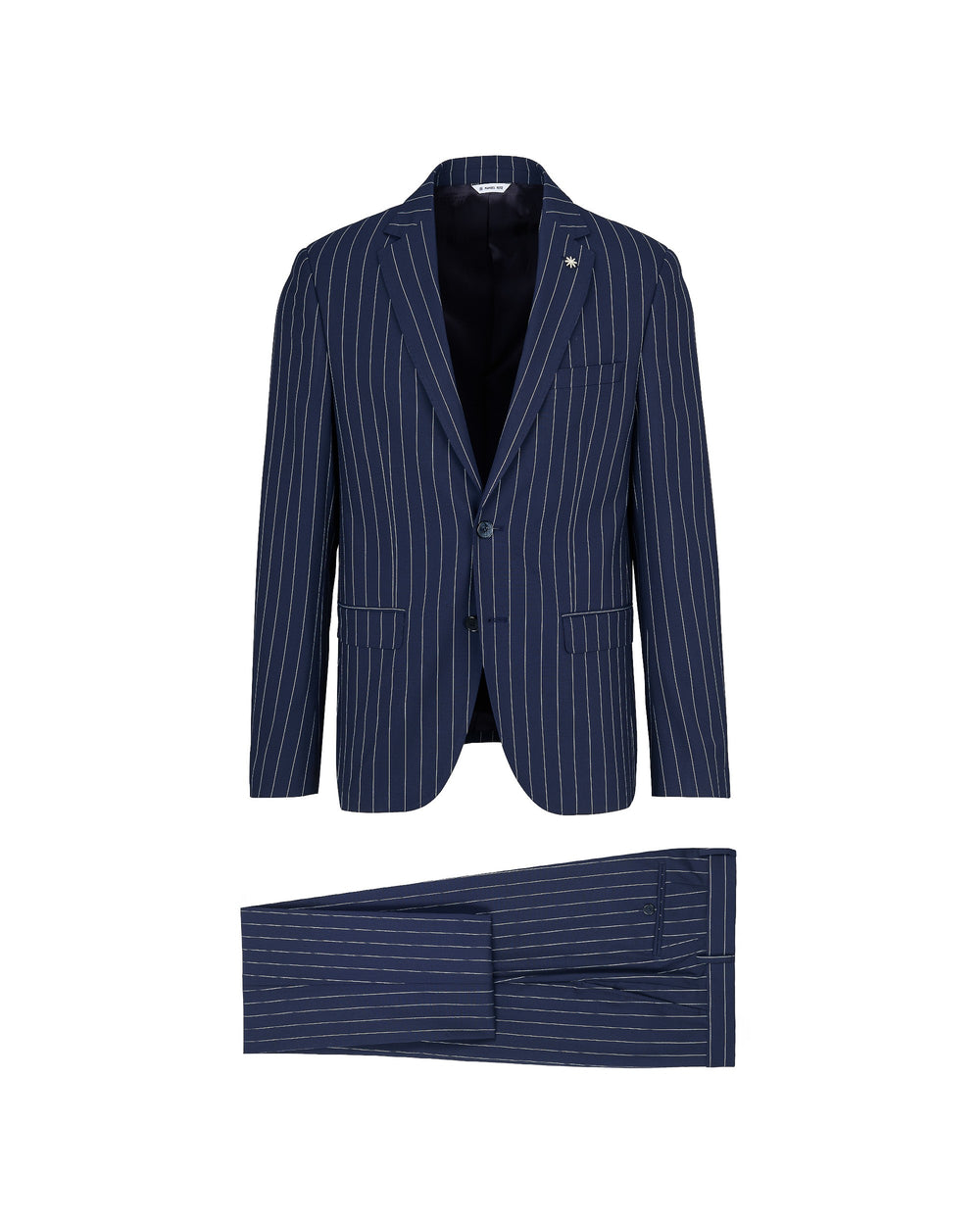 blue slim fit regimental suit in stretch viscose blend