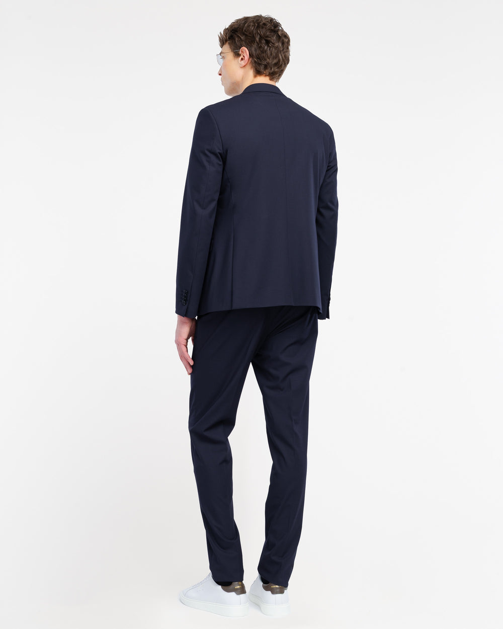 blue slim fit stretch viscose blend suit