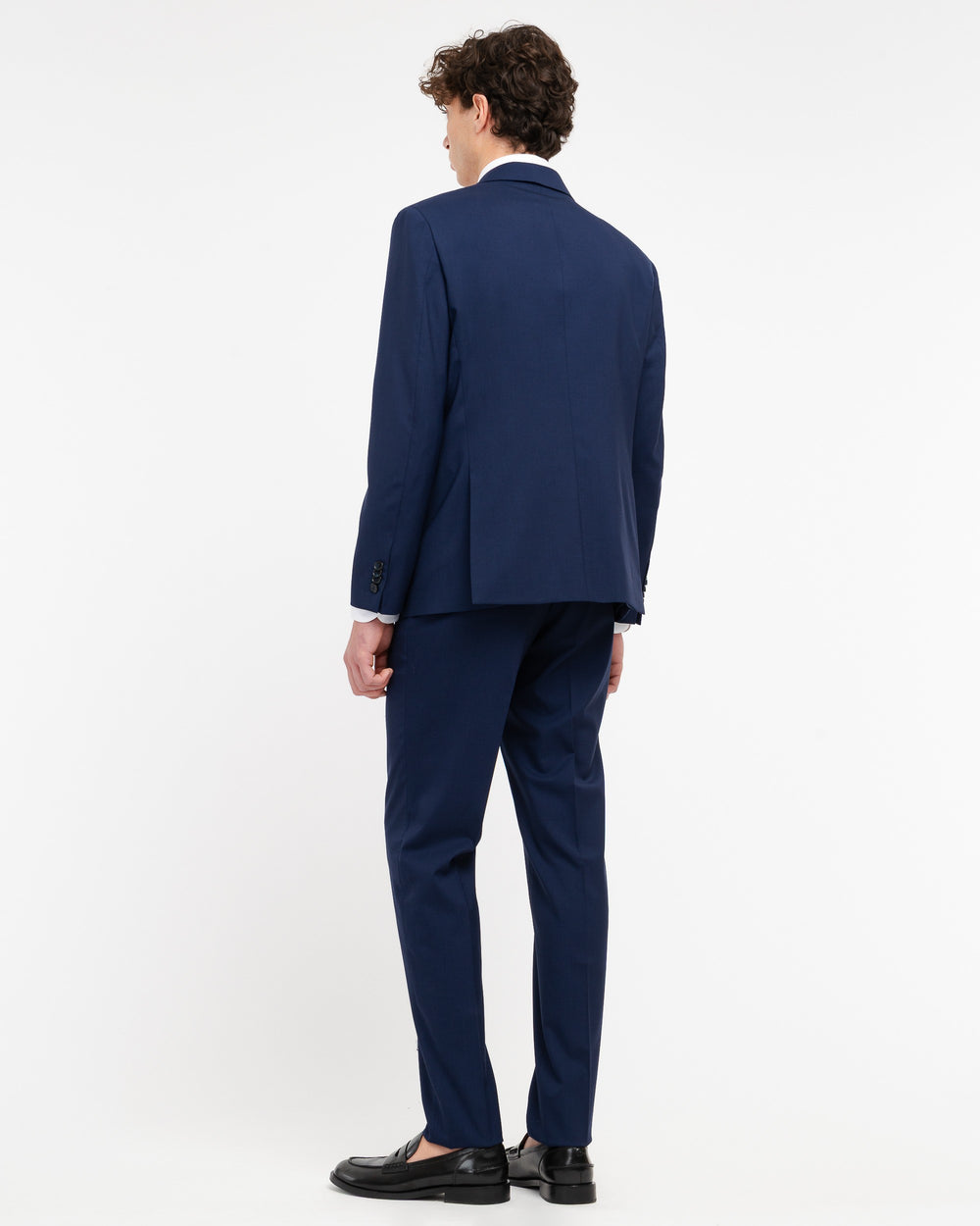 blue slim fit suit in cool stretch wool
