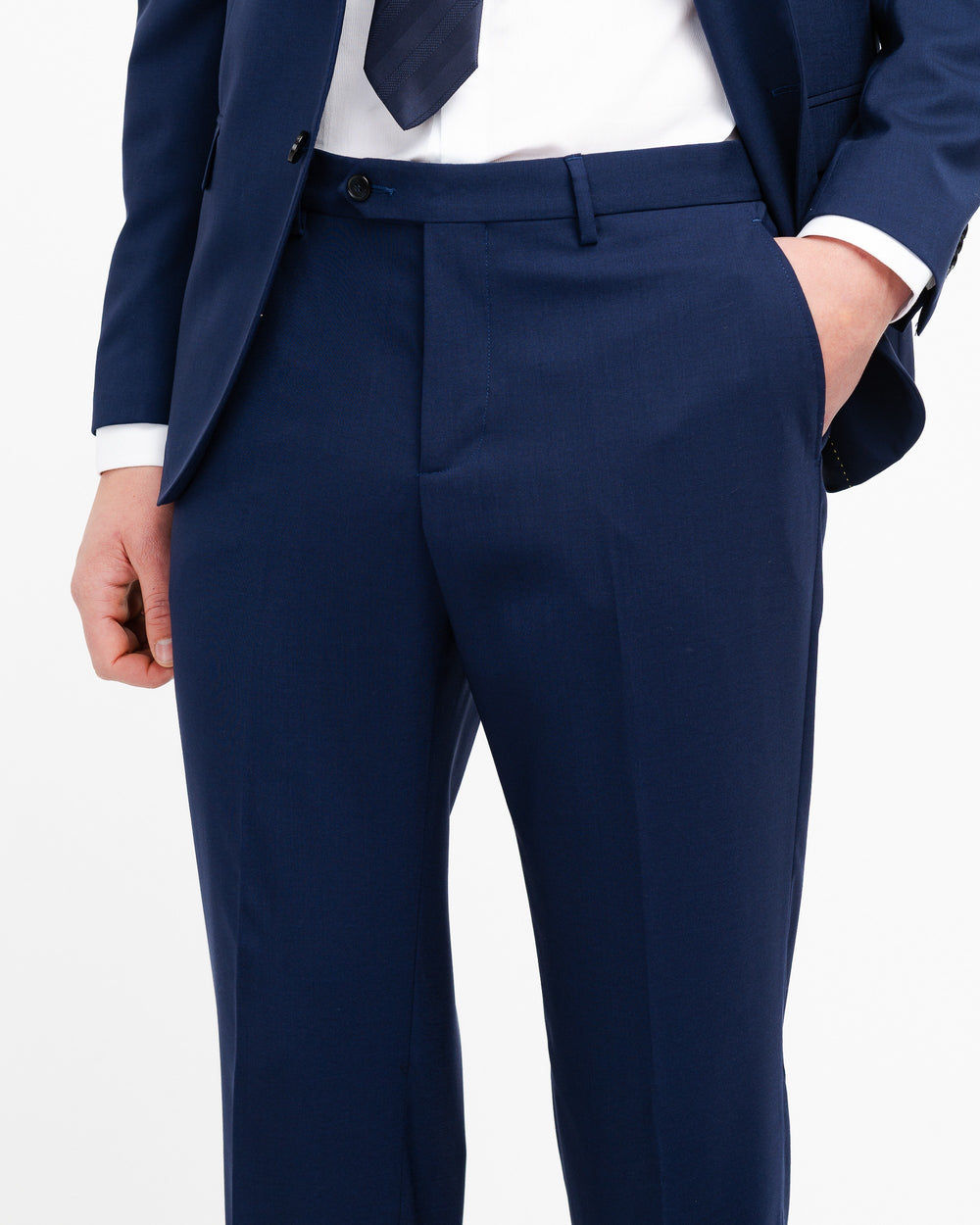 blue slim fit suit in cool stretch wool