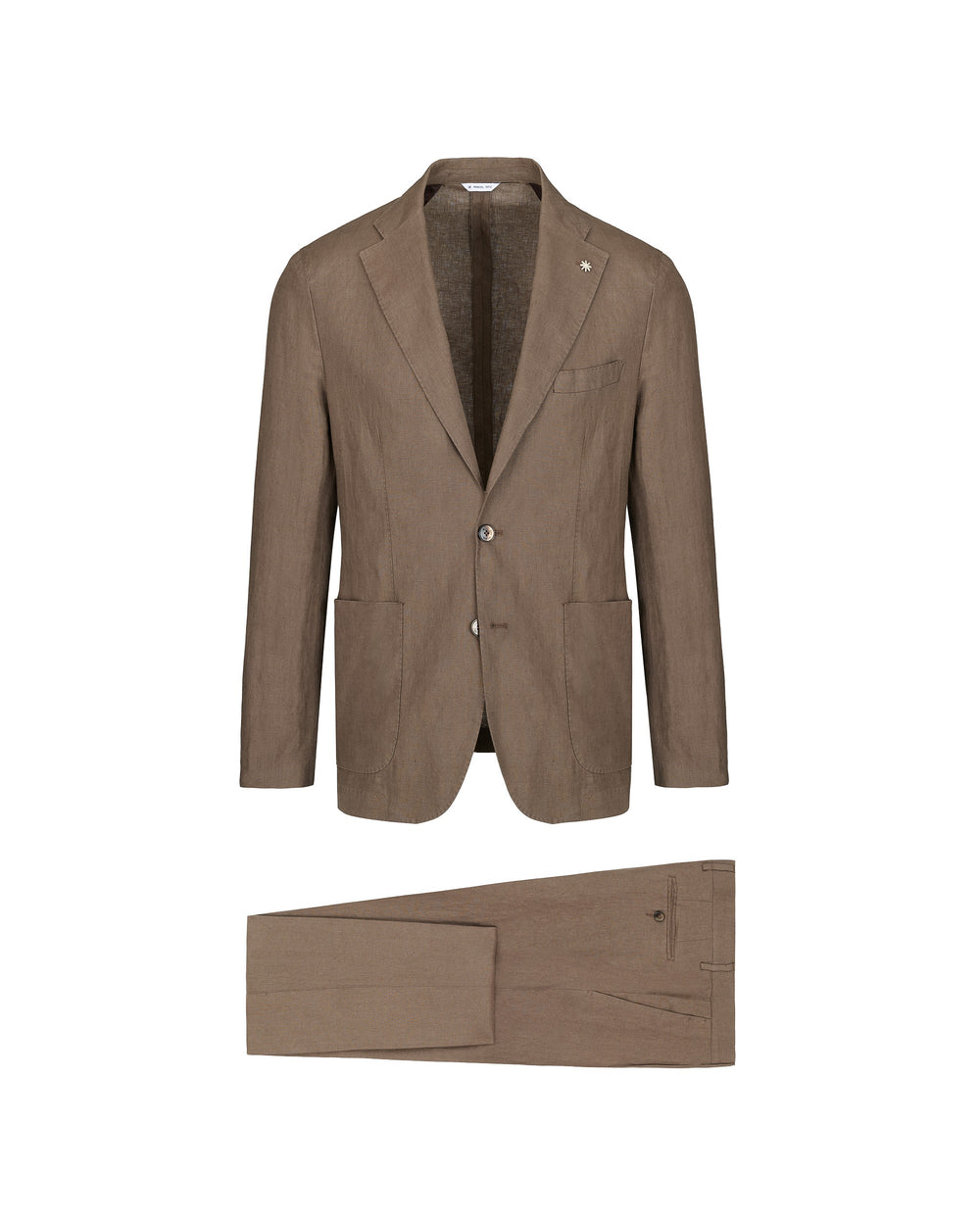brown washed linen suit