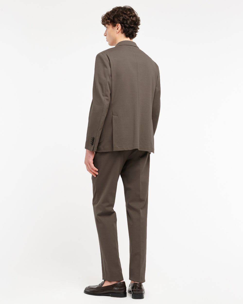 brown slim fit stretch milano stitch suit