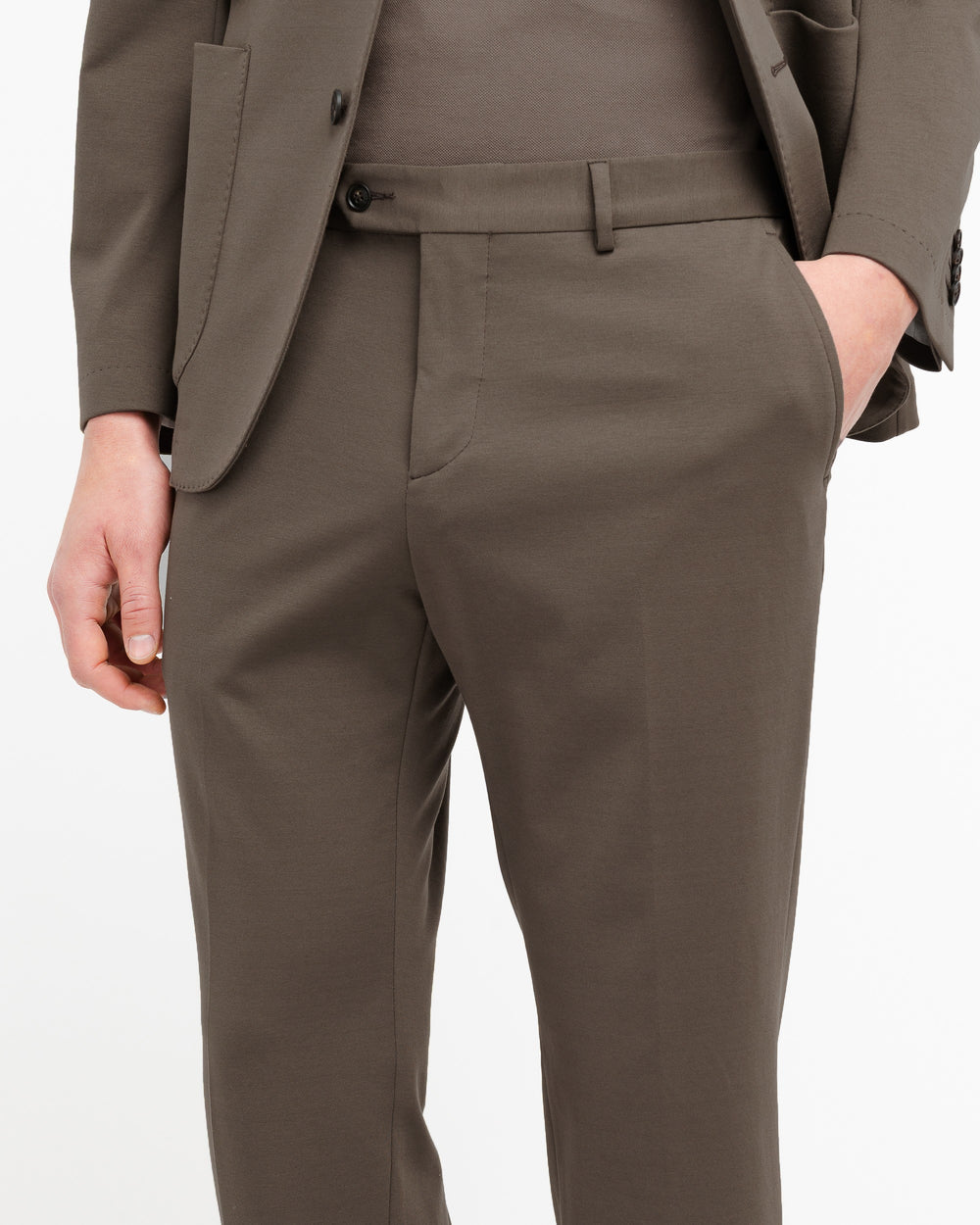 brown slim fit stretch milano stitch suit