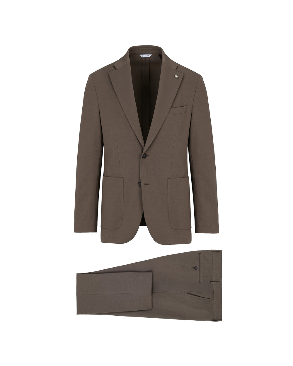 brown slim fit stretch milano stitch suit