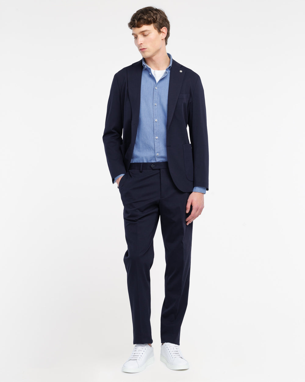 blue slim fit stretch milano stitch suit