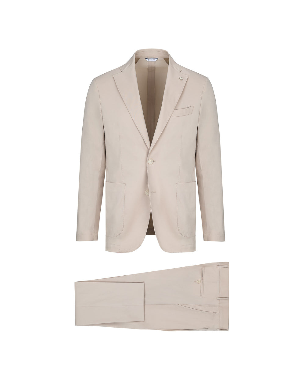 beige slim fit stretch cotton blend twill suit