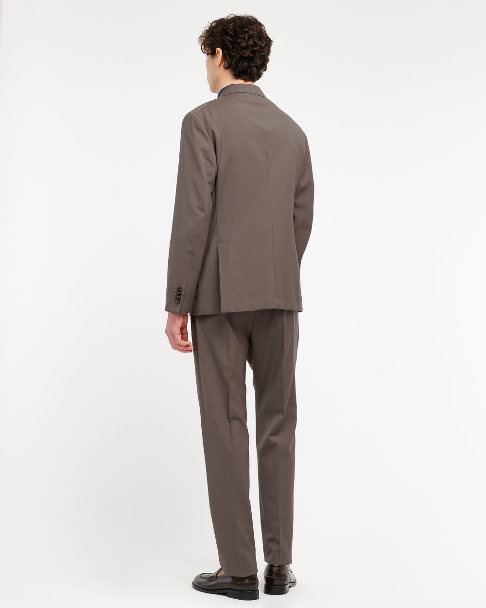 brown double breasted stretch cool wool suit