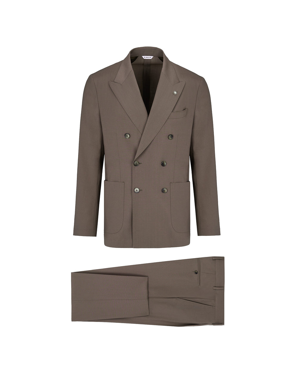 brown double breasted stretch cool wool suit
