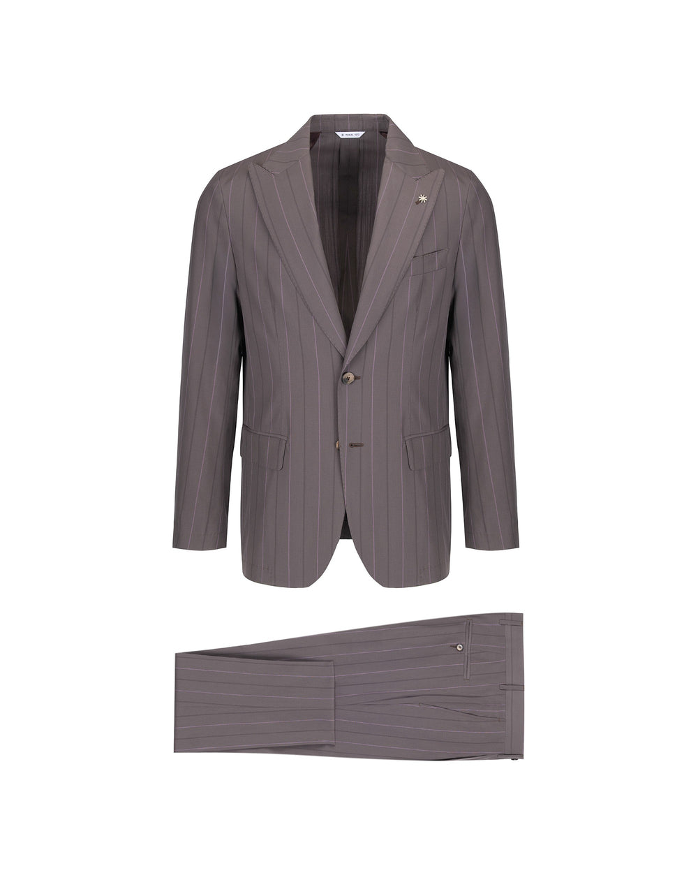 brown regimental wool cotton blend suit