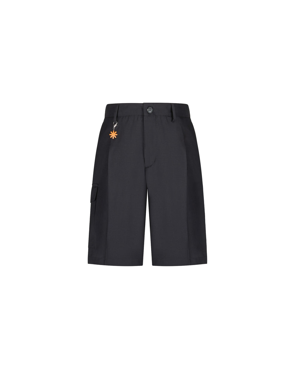 black cool stretch wool cargo bermuda shorts