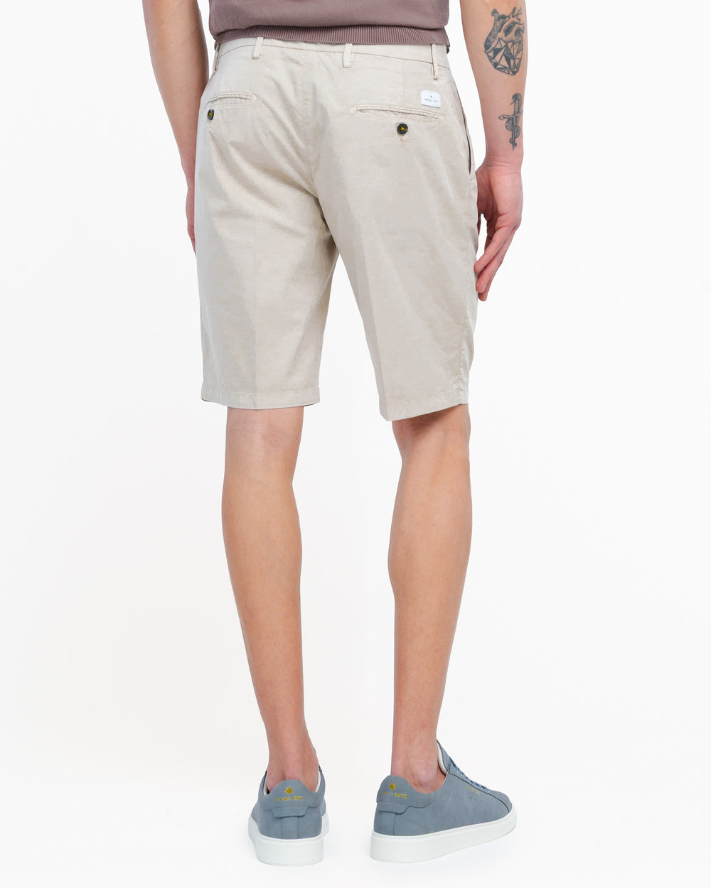 beige stretch cotton twill chino bermuda shorts