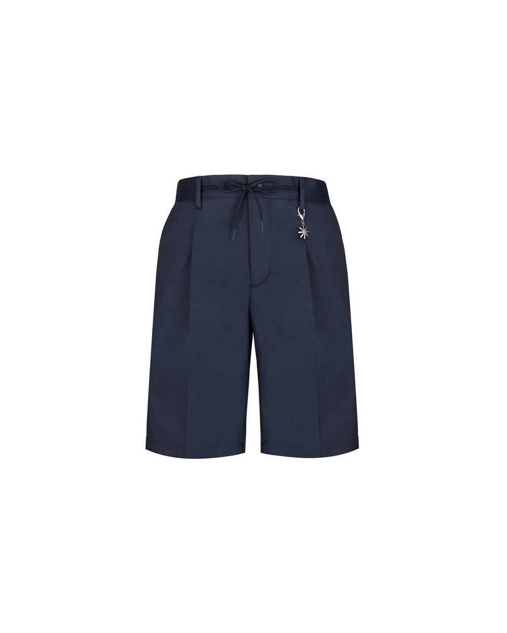 blue stretch cotton blend twill jogging shorts