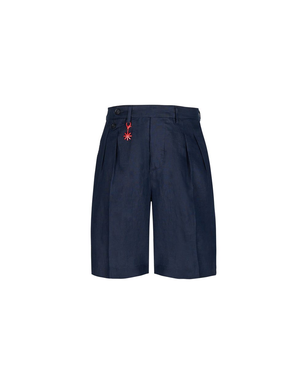 blue relaxed washed linen bermuda shorts