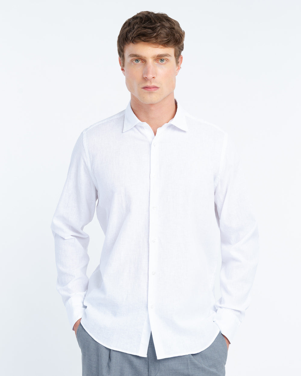 white washed cotton linen shirt