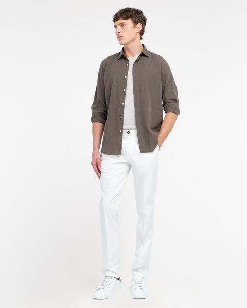brown washed cotton linen shirt