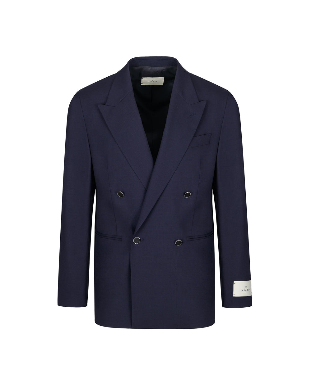 blue relaxed fit double breasted blazer in cool stretch wool