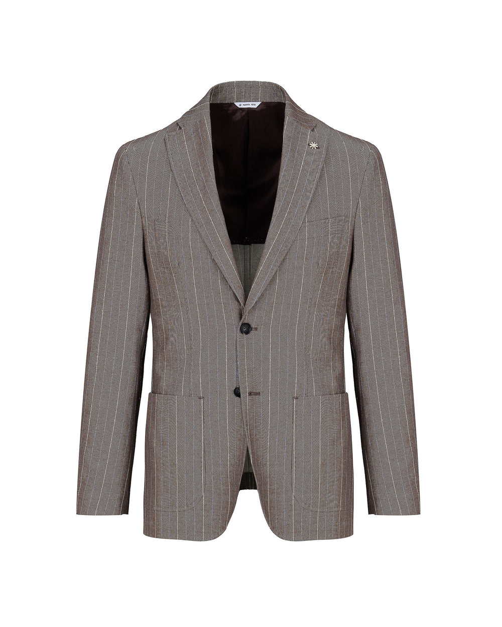 brown pinstriped blazer in cotton blend