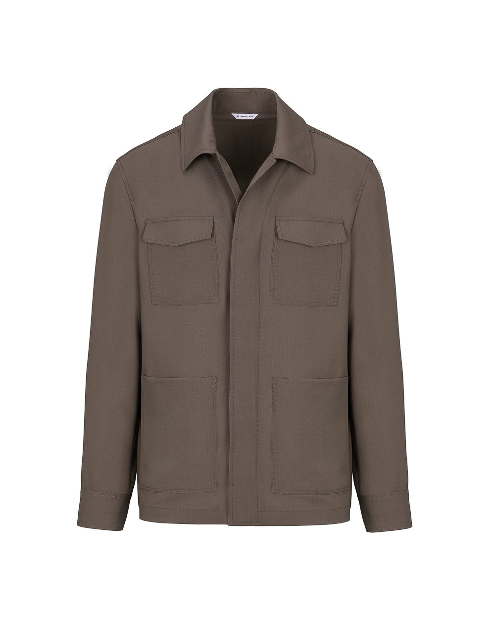 brown cool stretch wool overshirt