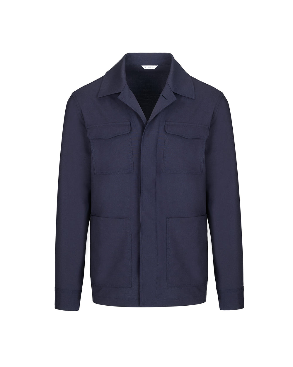 blue cool stretch wool overshirt