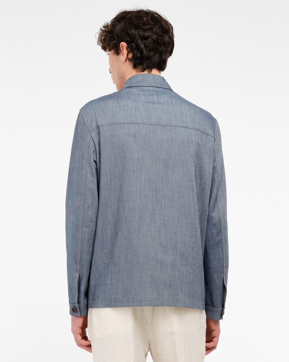 blue denim effect twill chore jacket