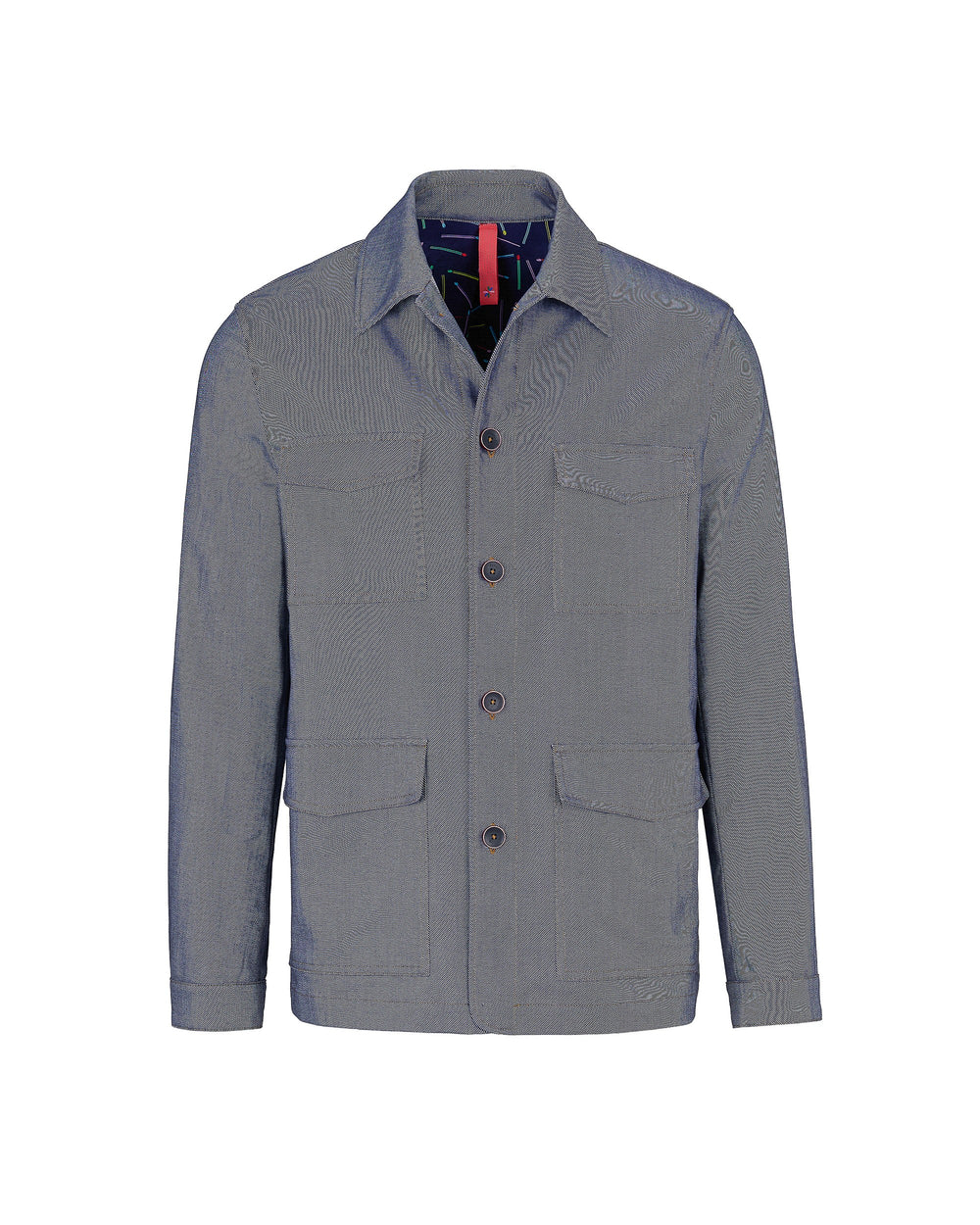 blue denim effect twill chore jacket