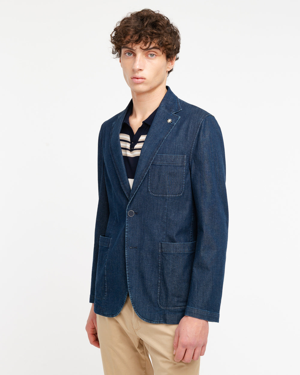 blue denim blazer