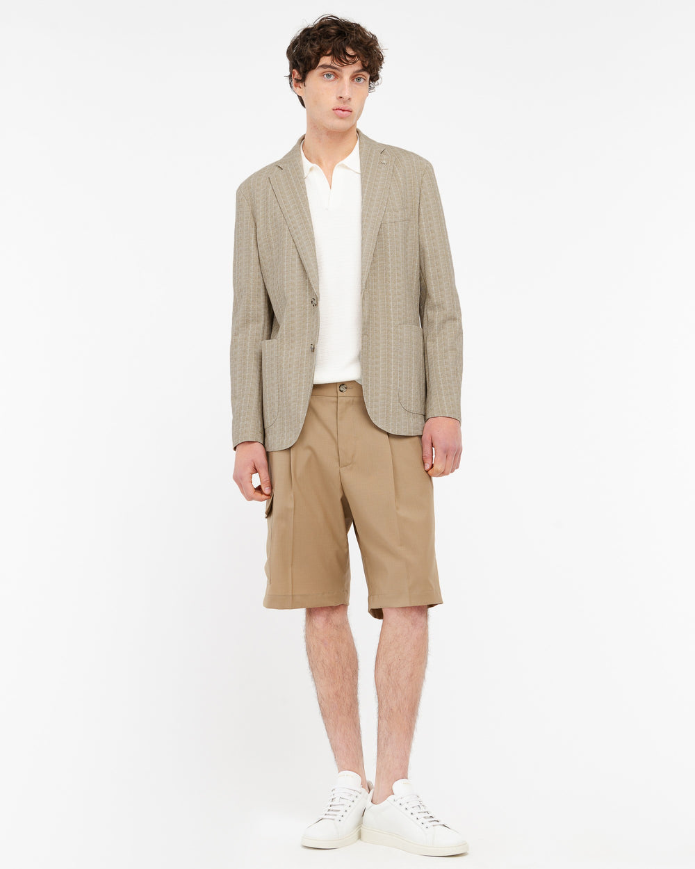 beige nuvola striped blazer in cotton blend jersey