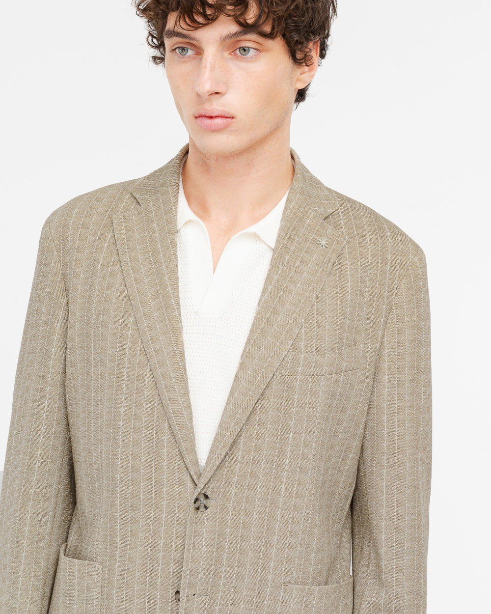 beige nuvola striped blazer in cotton blend jersey