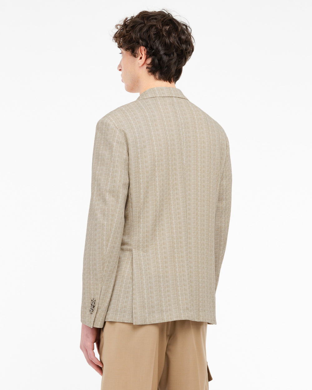 beige nuvola striped blazer in cotton blend jersey