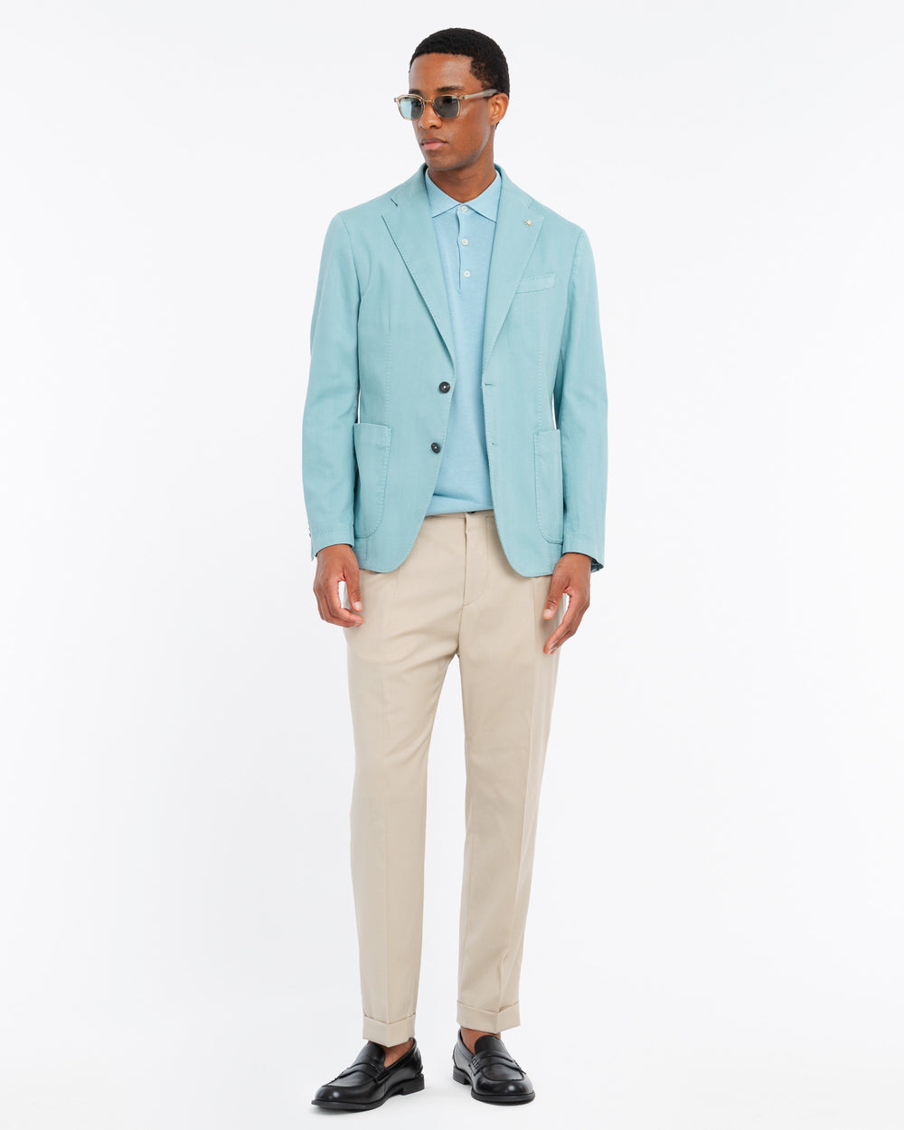 light blue nuvola chevron stretch cotton blazer