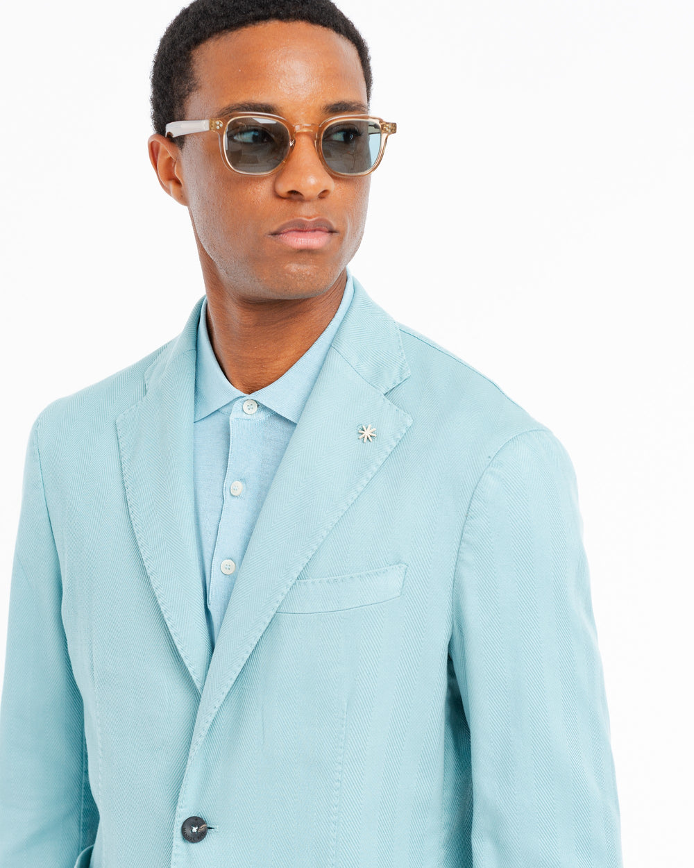 light blue nuvola chevron stretch cotton blazer