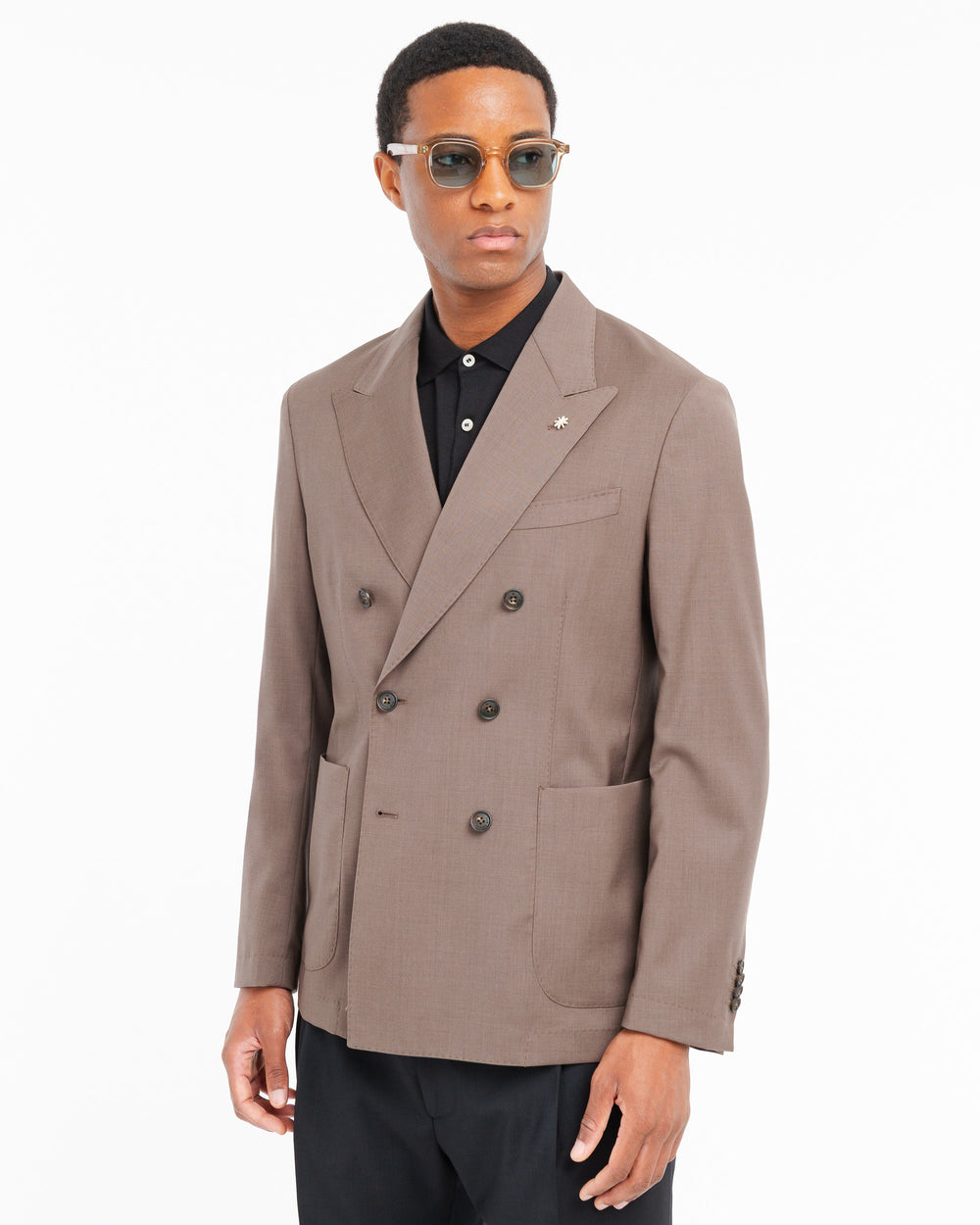 brown nuvola stretch cool wool double breasted blazer