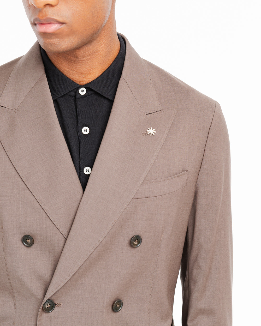 brown nuvola stretch cool wool double breasted blazer