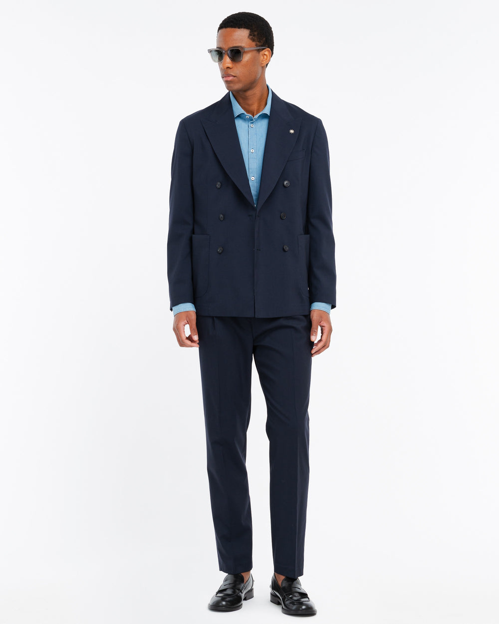 blue nuvola stretch cool wool double breasted blazer