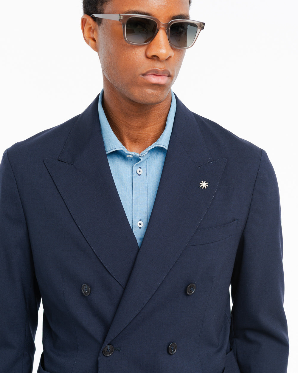 blue nuvola stretch cool wool double breasted blazer