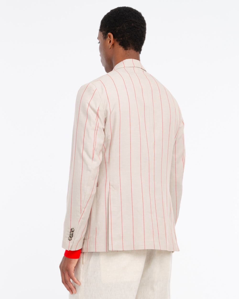 beige nuvola double breasted linen cottone blend pinstriped blazer