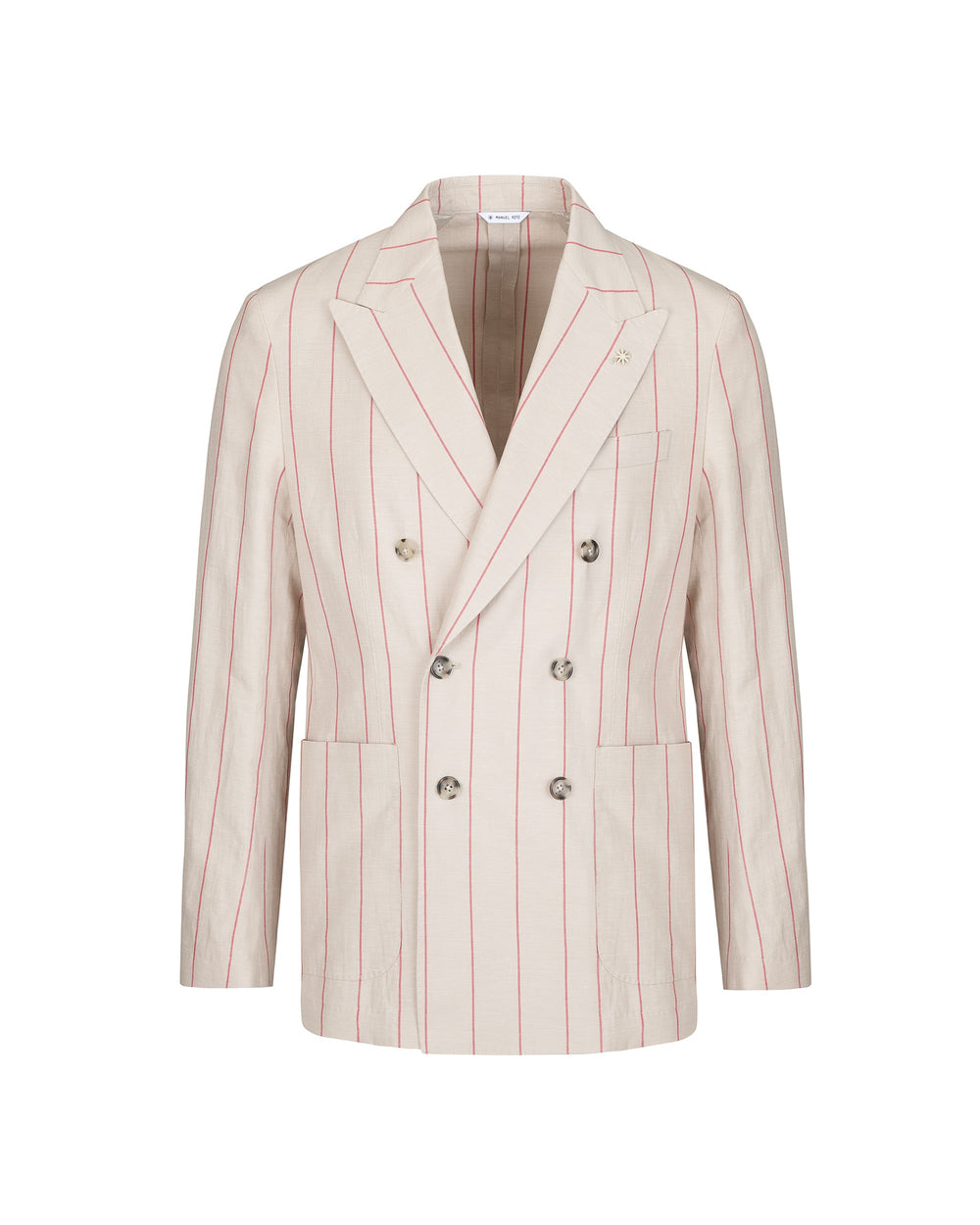 beige nuvola double breasted linen cottone blend pinstriped blazer