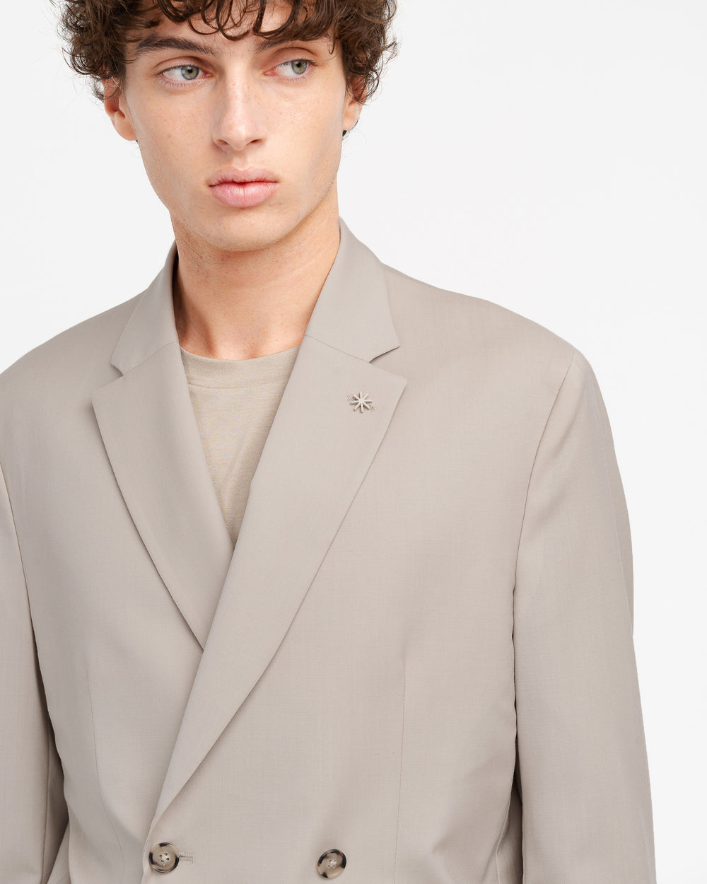 beige nuvola stretch cool wool double breasted blazer