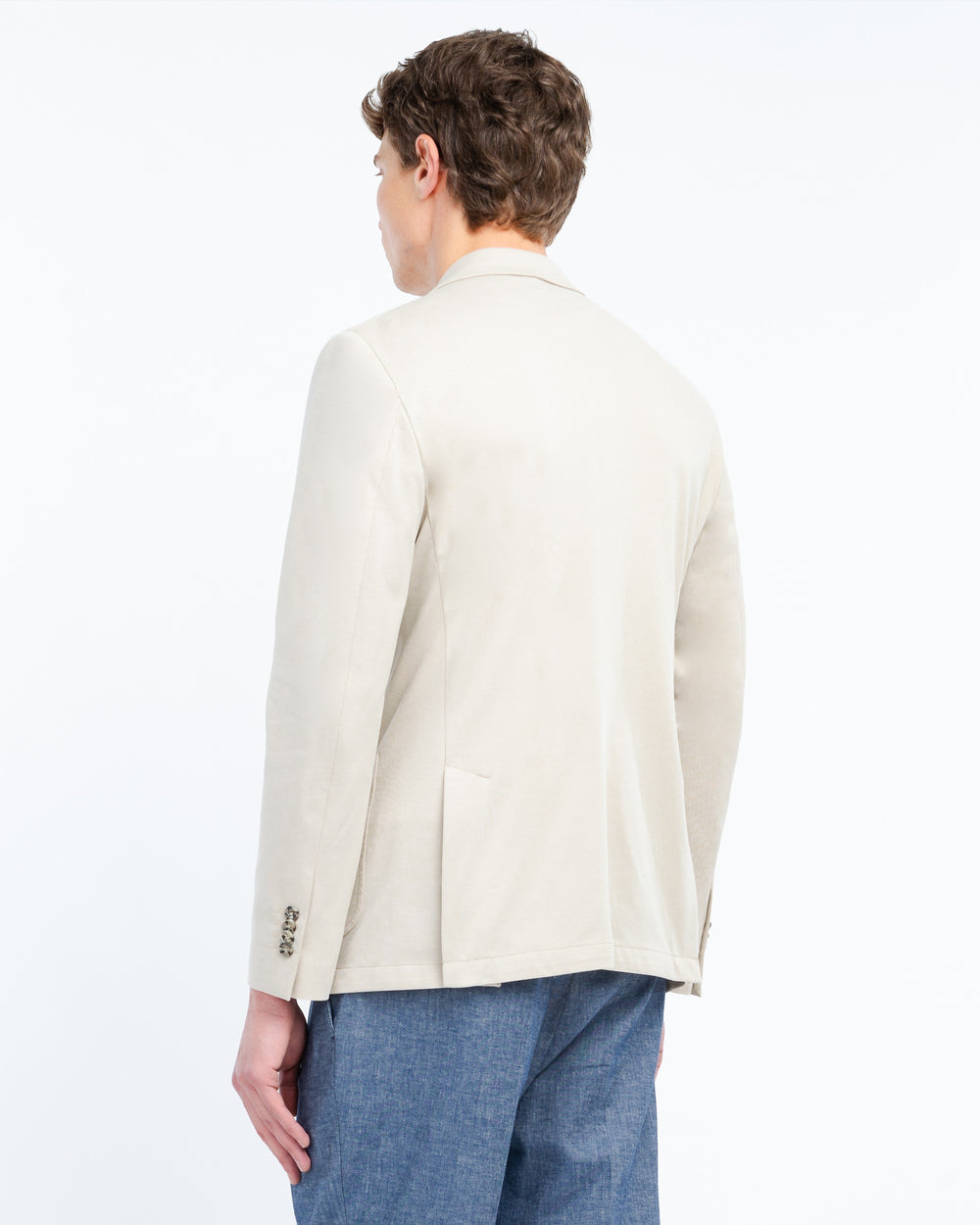 beige stretch cotton blend piqué jersey blazer