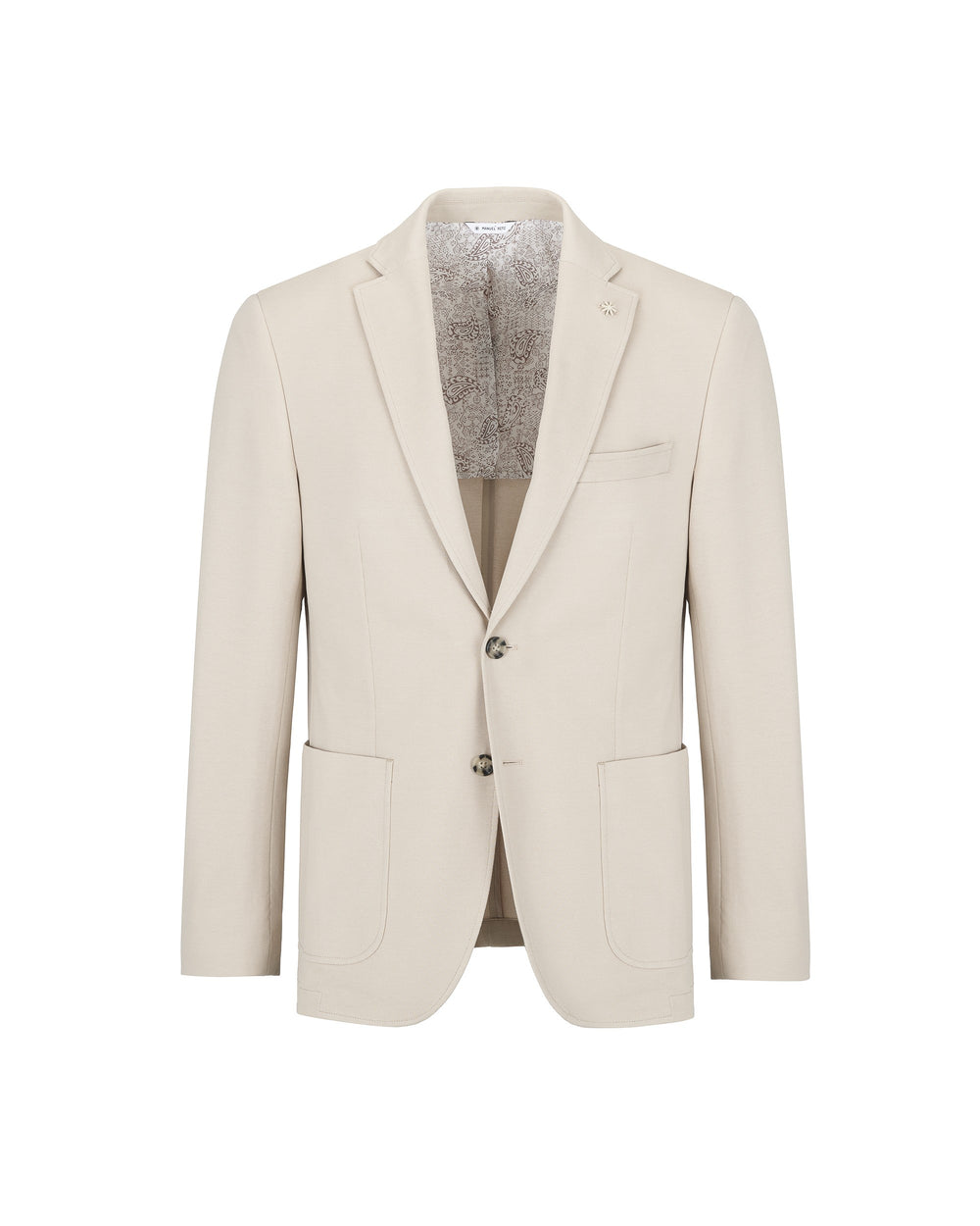 beige stretch cotton blend piqué jersey blazer