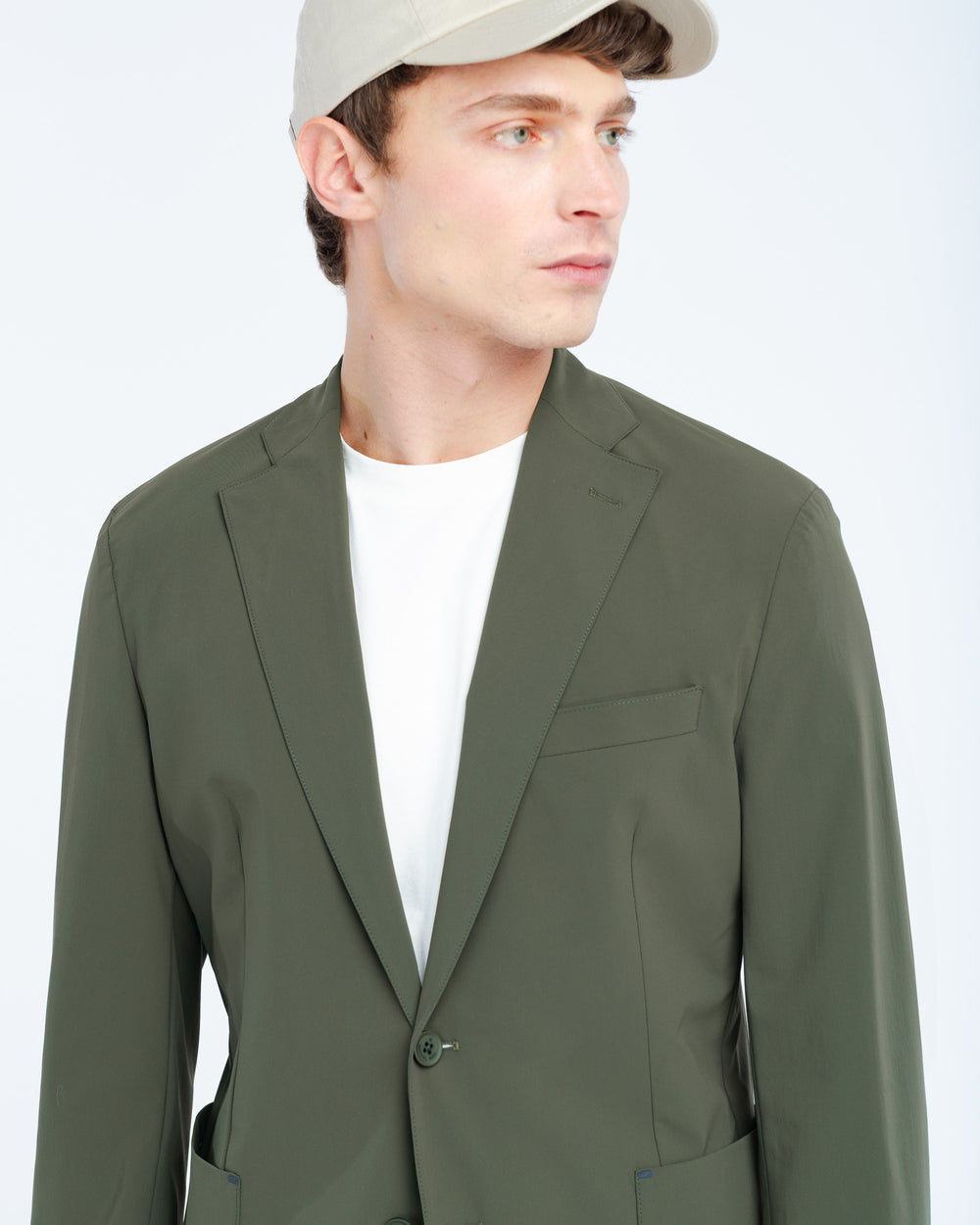 green technical stretch blazer