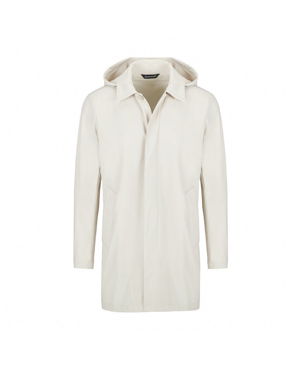 beige technical microfibre trench coat