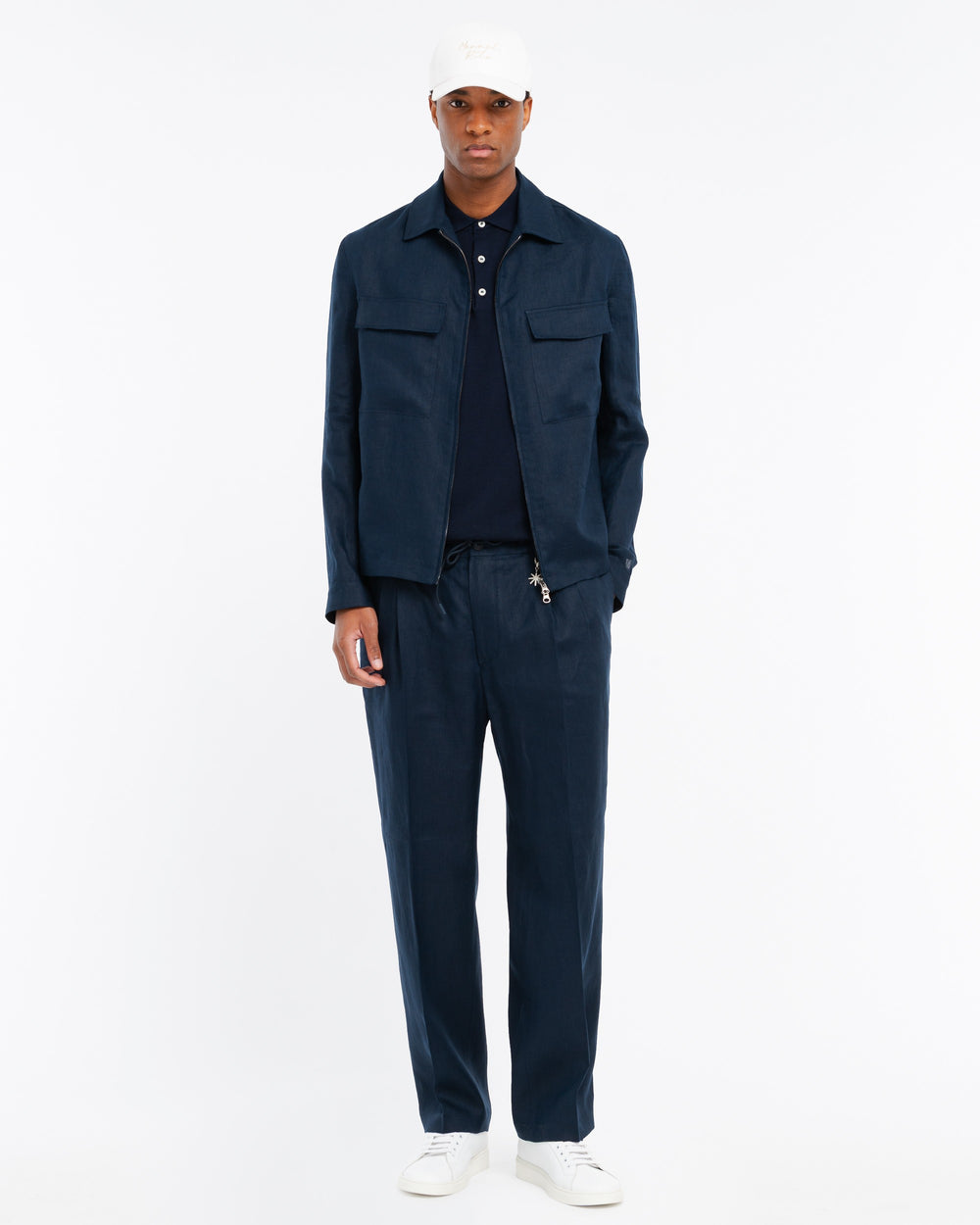 blue linen overshirt