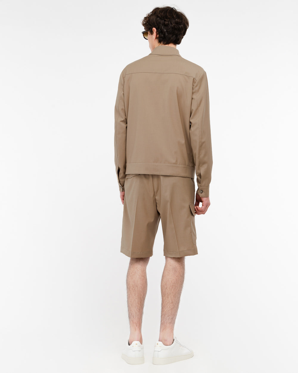 beige cool stretch wool jacket